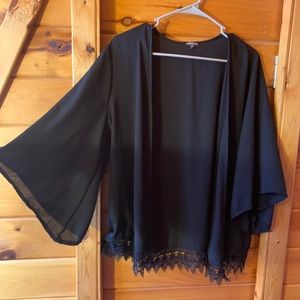 Black Lace Fringe Shawl